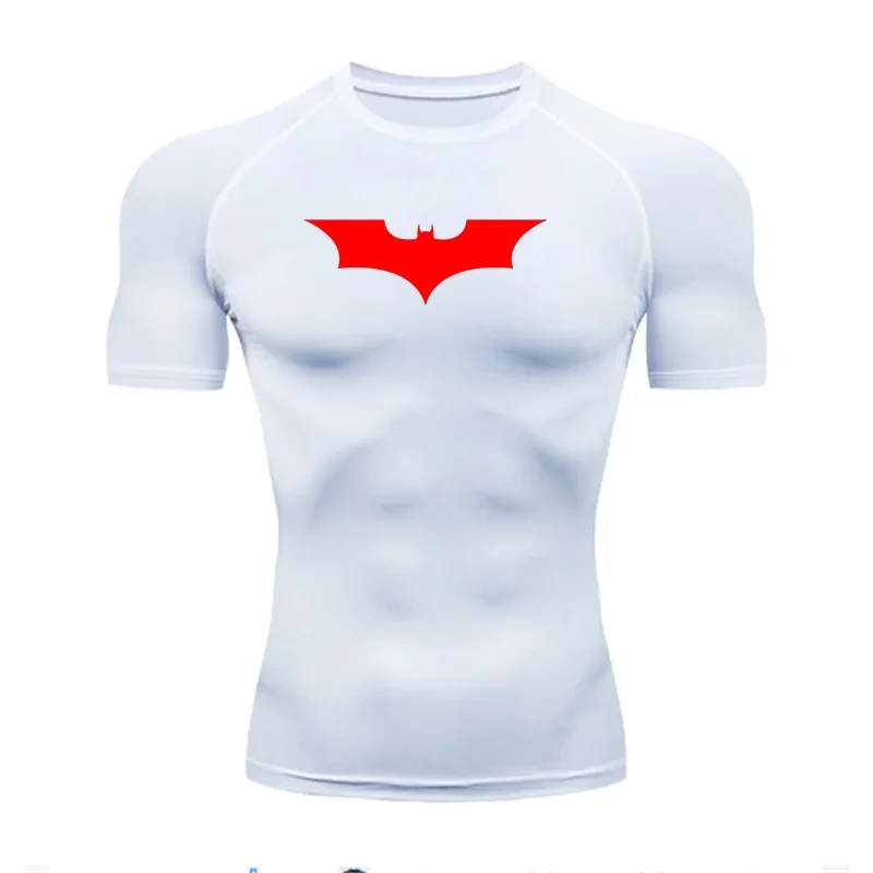 Wide Bat Tops Man Sports Running Shirt Men T-Shirt Fitness Short T-Shirt Quick Dry Work Out Gym Tights Muscle Compression Shirts