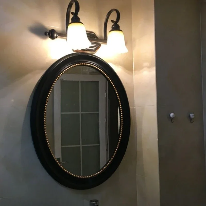 

Vintage Black American Oval Modern French Mirror