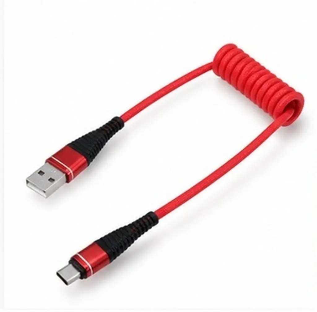 Mobile Phone Telescopic Charging Cable Compact Portable Red Useful Data Transmission Charger Fast Backup Transfer for