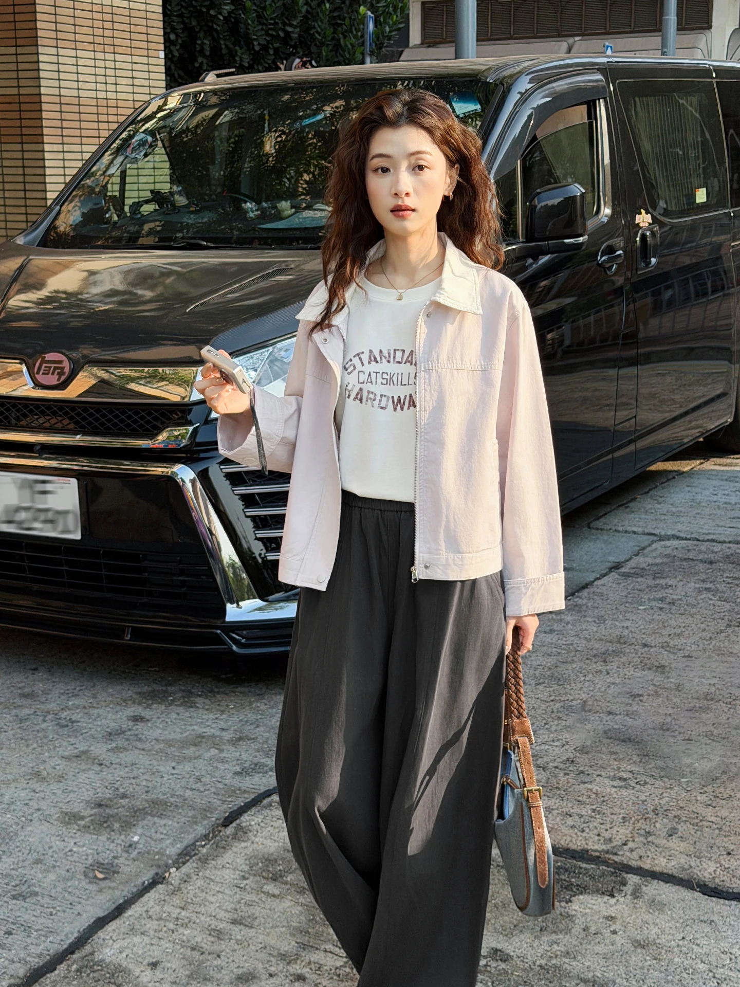 

Loose Fit Pure Cotton ort Jaet Pink Collar Casual Sle Korean Faion Women's Spring 2026 New Arrival Versatile Size