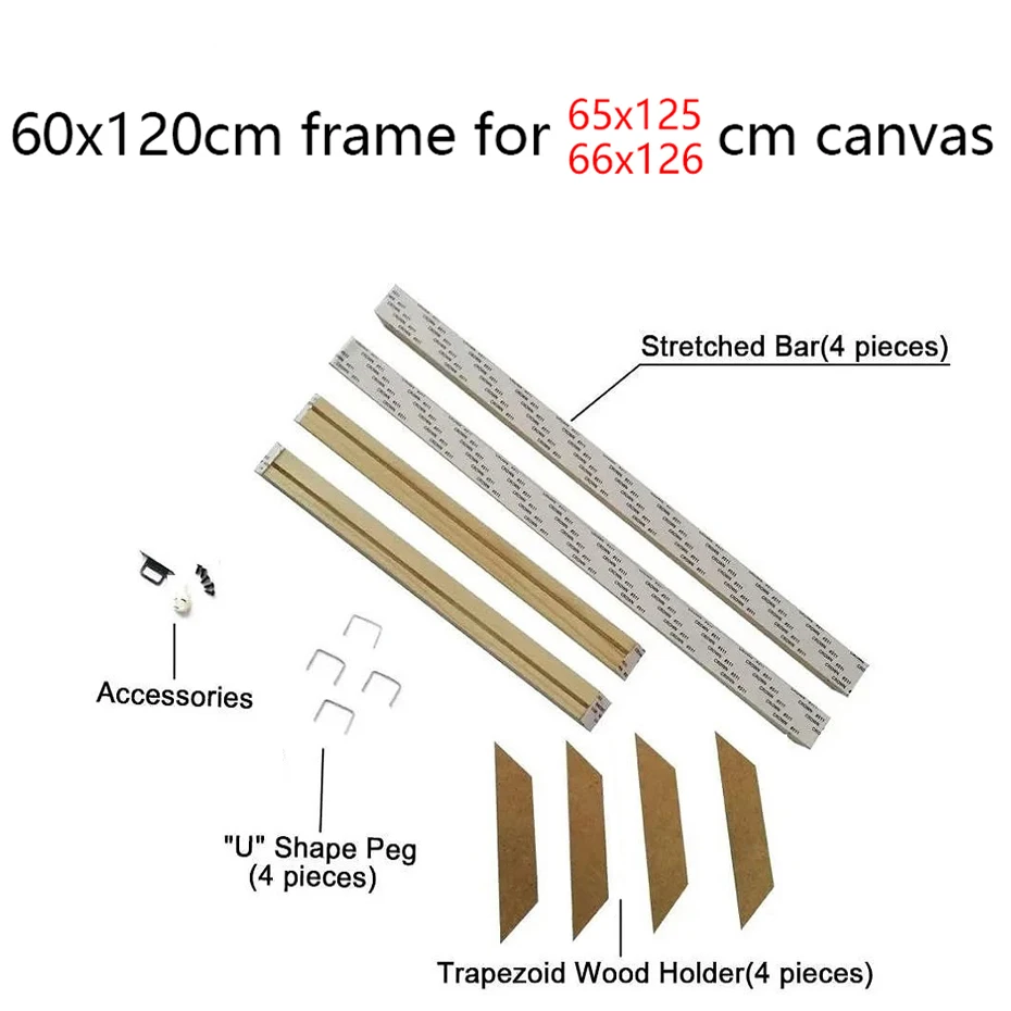 60x120cm Wooden Frame For 65x125cm Canvas Prints Diamond Painting Frame Kit Picture and Poster Wood Bars Wall Frame Home Decor