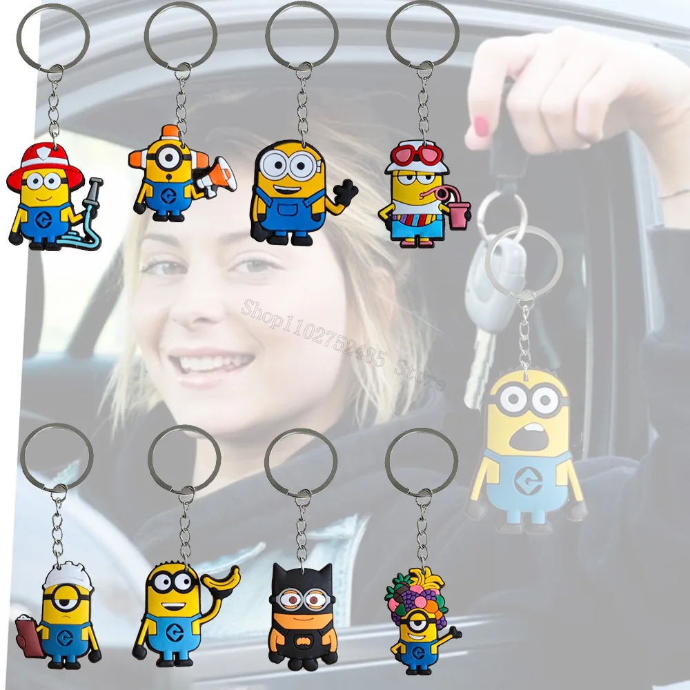 Minionses Key Chain Kawaii Keyring Men Women Car Keychains Despicabled Me 4 Decoration Backpack Pendants kids charms accessories