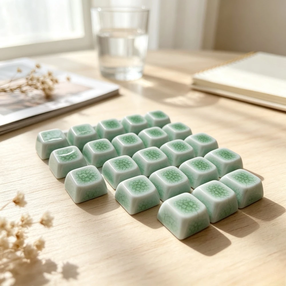 New Ceramic Keycaps Set for 60/75/87/113 Keyboard Artisan Keycaps Ice Crack Ceramic Mechanical Keyboard Accessories Mx Switch