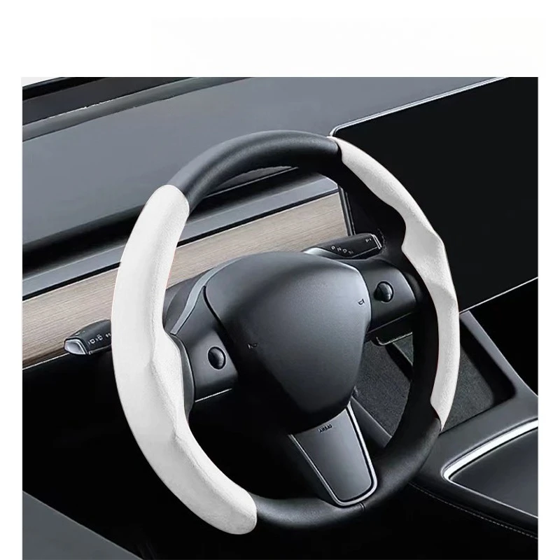 

Premium Alcantara Steering Wheel Cover for Tesla Model Y/3 2023-2024 Refresh Luxury Interior Upgrade