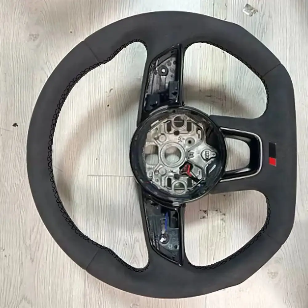 

Черная строчка из алькантары с подогревом для Audi A3 8V с рамкой для ключа с весловым отверстием, рулевое колесо с базой рамы для ключа в сборе