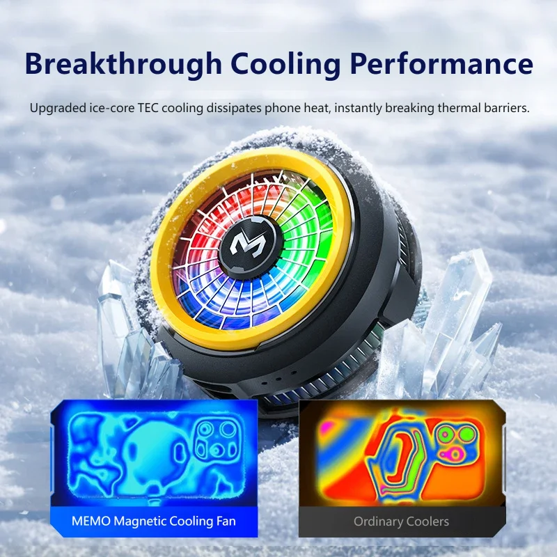 Magnetic Semiconductor Phone Cooler with Temperature Control, Ice-Clamp Gaming Radiator Super Silent for iPhone Samsung Android