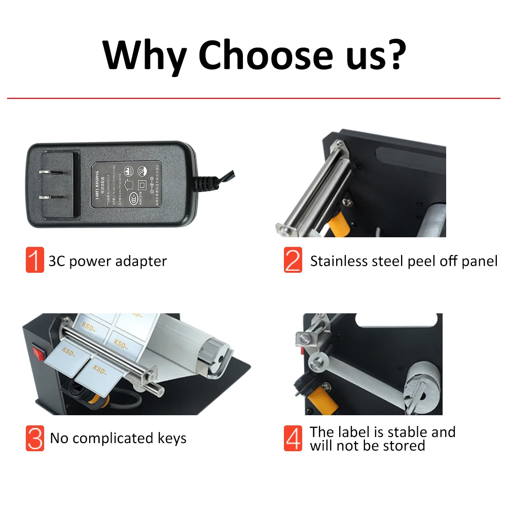 D58 Auto Label Dispenser Automatic Sticker Separating Machine Digital Control 10-108mm Peel Off Label Sticker Stripper Machine