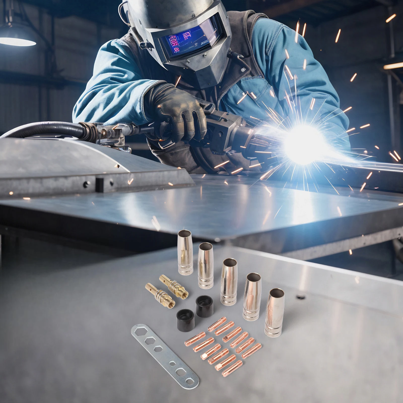 

Комплексный набор из 22 сварочных насадок и аксессуаров с соплами 0,9 мм для различных сварочных аппаратов MIG/MAG