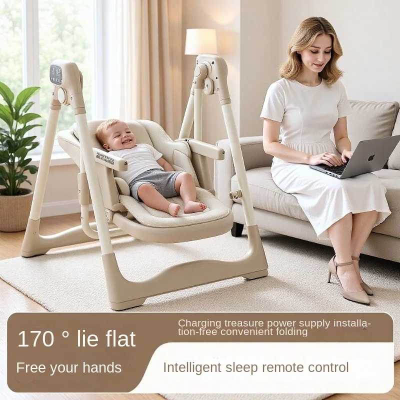 LazyChild Electric Smart Baby High Chair & Rocker Multifunctional Foldable Reclining Swing Infant Dining Seat