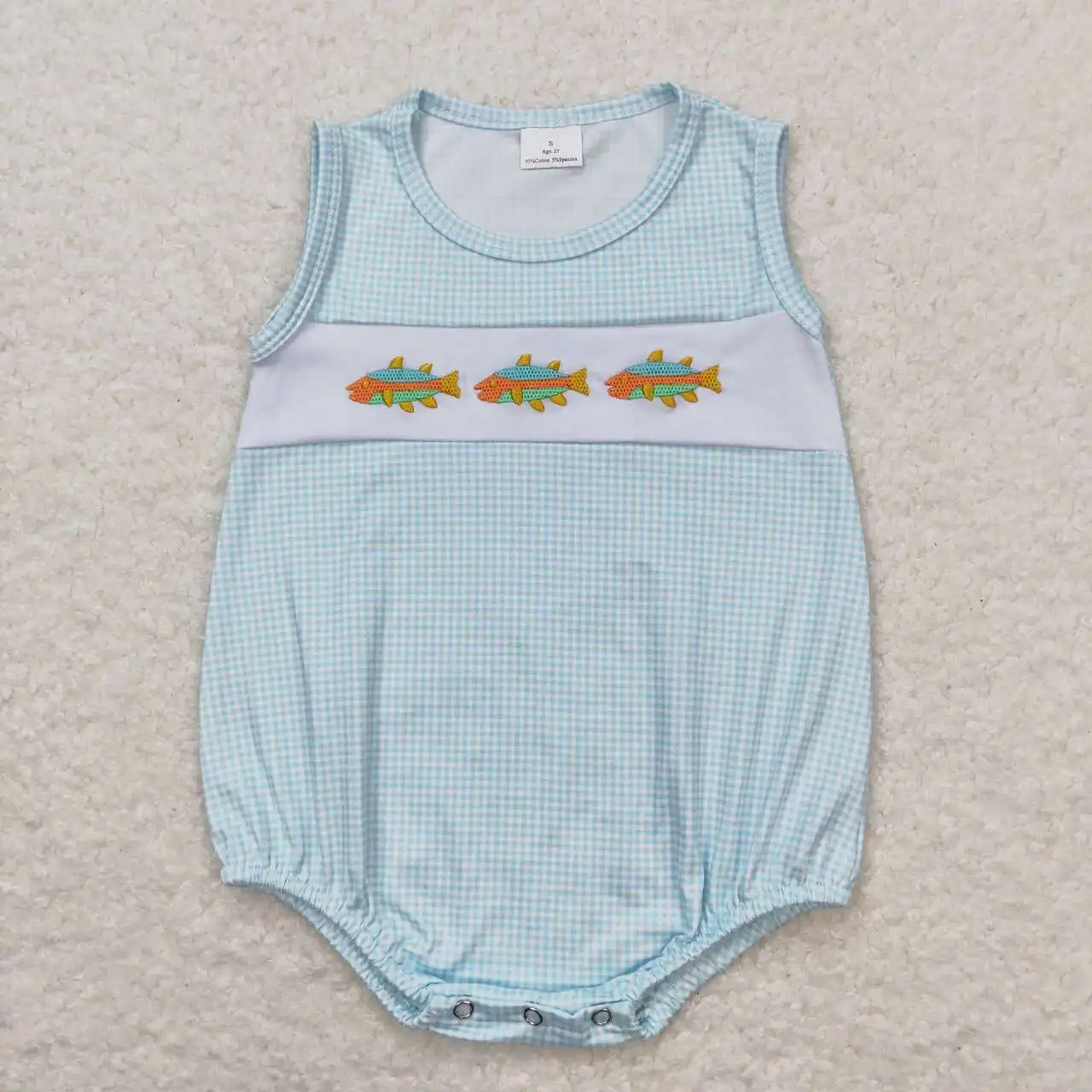 

SR1265 Baby Boys Summer Toddler Clothes Sleeveless Embroidery Print Kids Boutique Romper