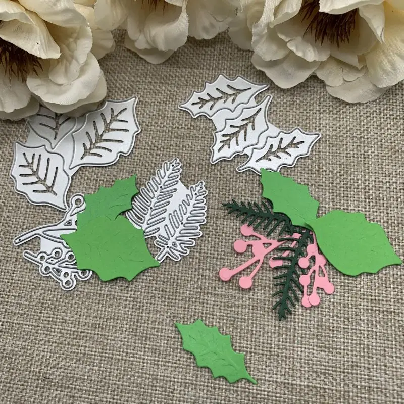 Christmas holly leaf berries Metal Cutting Dies Stencils For DIY Scrapbooking Decorative Handcraft Die Cutting Template Mold