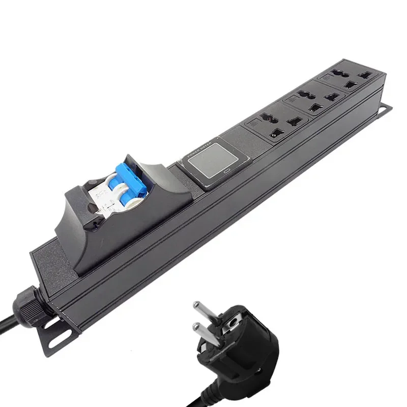 16A air switch PDU Power Strip Engineering Network Cabinet Rack with ammeter aluminium alloy 3AC 10A universal socket