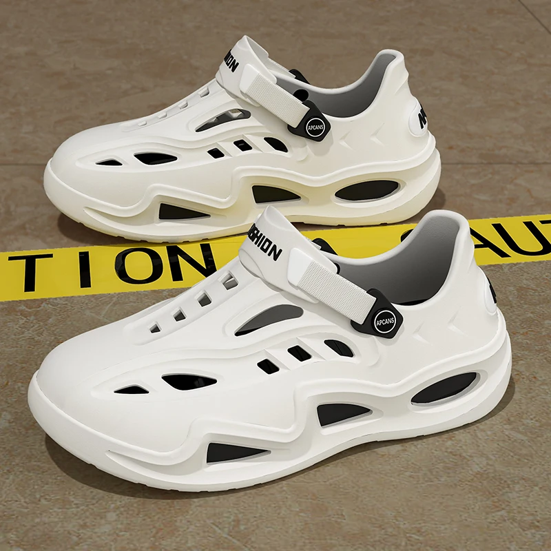 ファッショナブルなメンズスリッパ、ウォーターウェーディングシューズ、リバートレーシングシューズ、穴あきシューズ、屋内外兼用カジュアルスリッパ