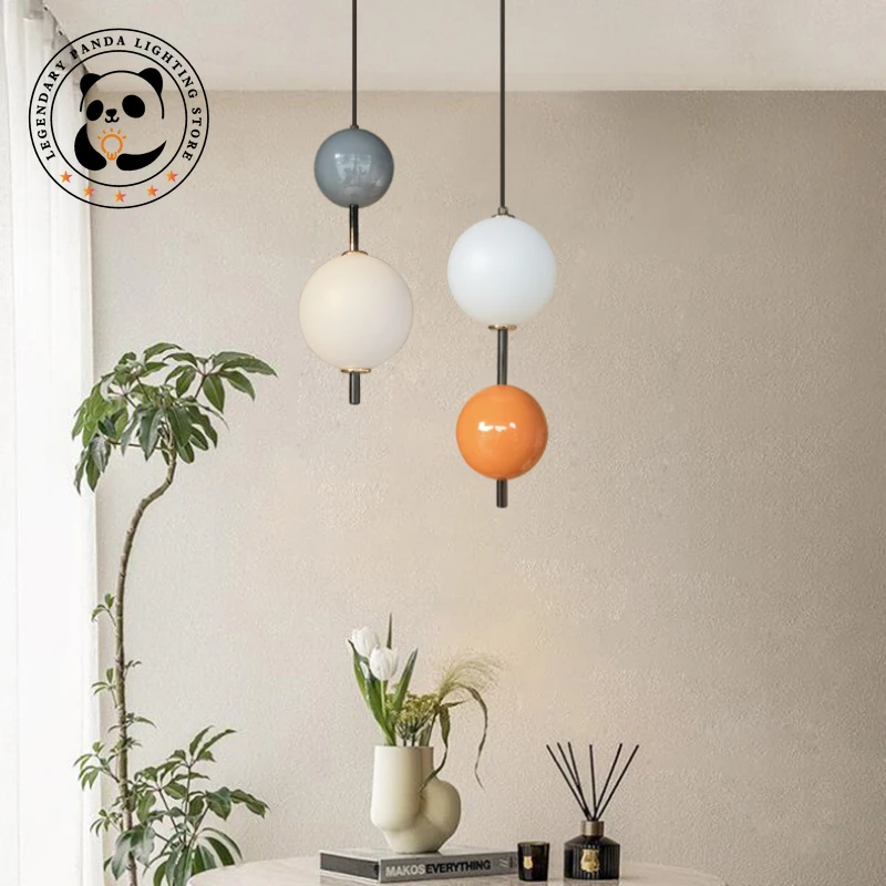 

Nordic Modern Pendant Lamps Originality Colorful Ball Glass Lampshade Luminaria Bedroom Study Kitchen Parlor Decoration Fixtures