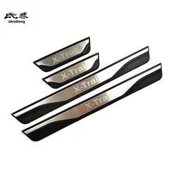 4PCS Plastic Stainless Steel For 2014-2021 Nissan X-Trail T32 Car Accessories Auto Door Sill Pedal Scuff Plate Decoration Cover