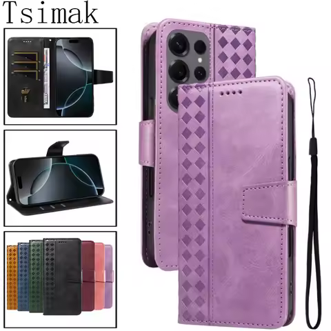 Flip Wallet Case For Samsung S25 Ultra S24 Plus S23 S22 S21 FE S20 Edge Leather Cover Or Galaxy A16 A26 A36 A56 A15 A25 A35 A55