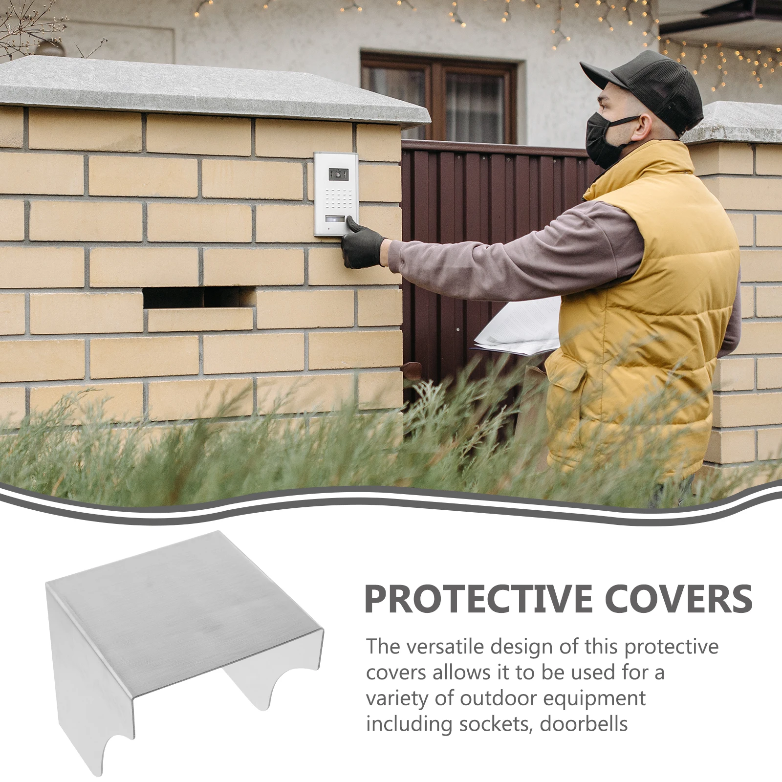 

1pcs Outdoor Doorbell Protector 125Mm Splash-Proof Metal Cover For Access Control Machine Waterproof Shell Doorbell Chime