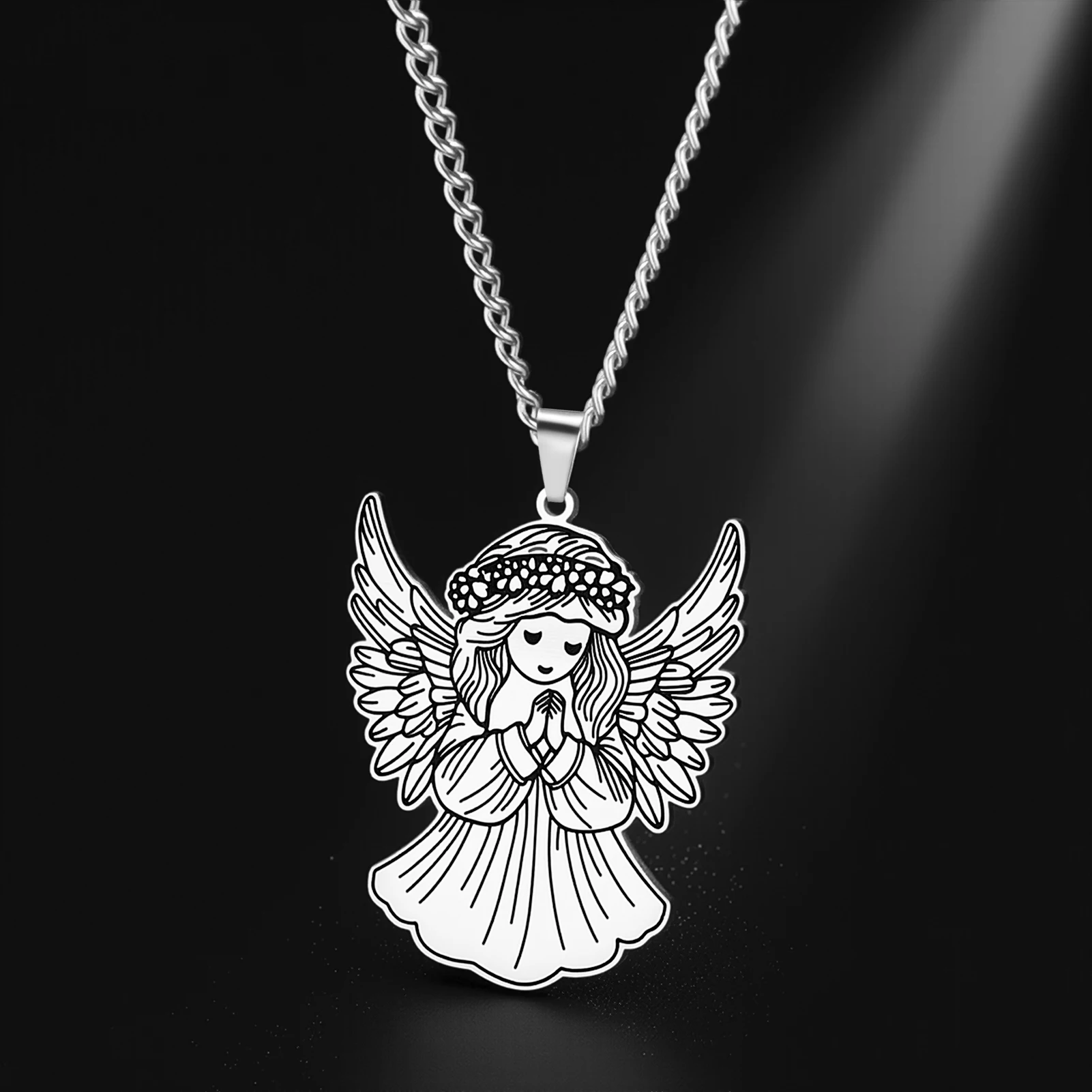 1PC Corrosive Smearing Little Angel Pendant Necklace Prayers Gentle Healing Little Angels Accessories Warm Heart Jewelry Gift