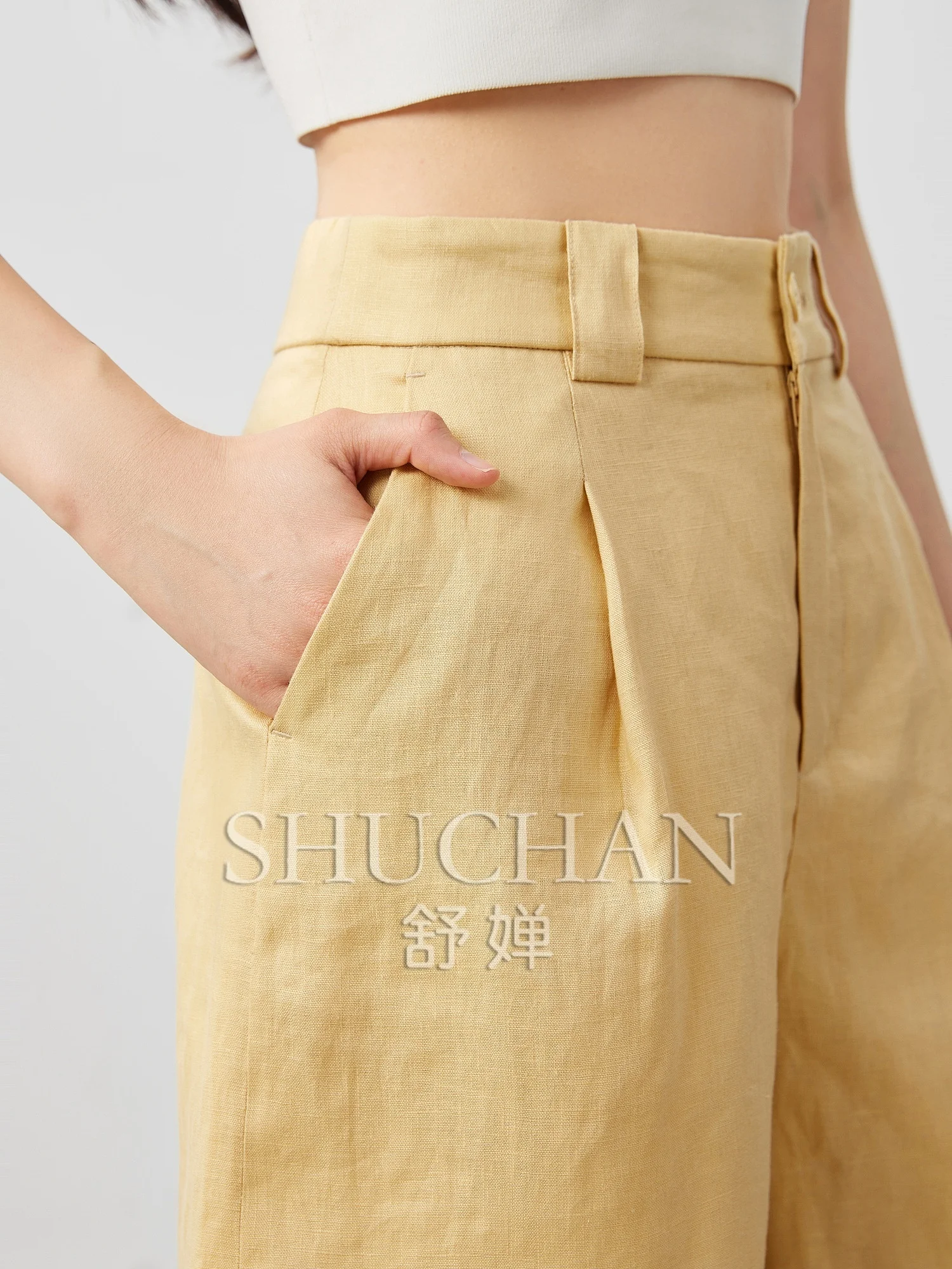 [Air-conditioned Cool Pants] 25 Summer Versatile Minimalist 100% Linen Natural Cool Breathable Semi-elastic Waist Casual Pants