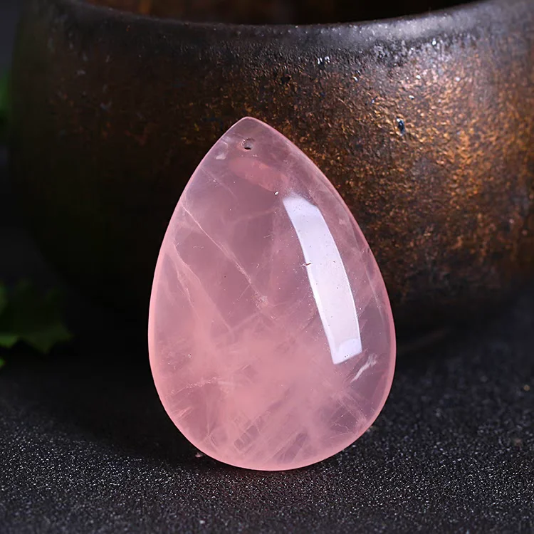 

Natural Red Rose Quartz Pendant Necklace Madagascar Water Drop Women Rose Quartz Love Gift Love Crystal Necklace AAAAA