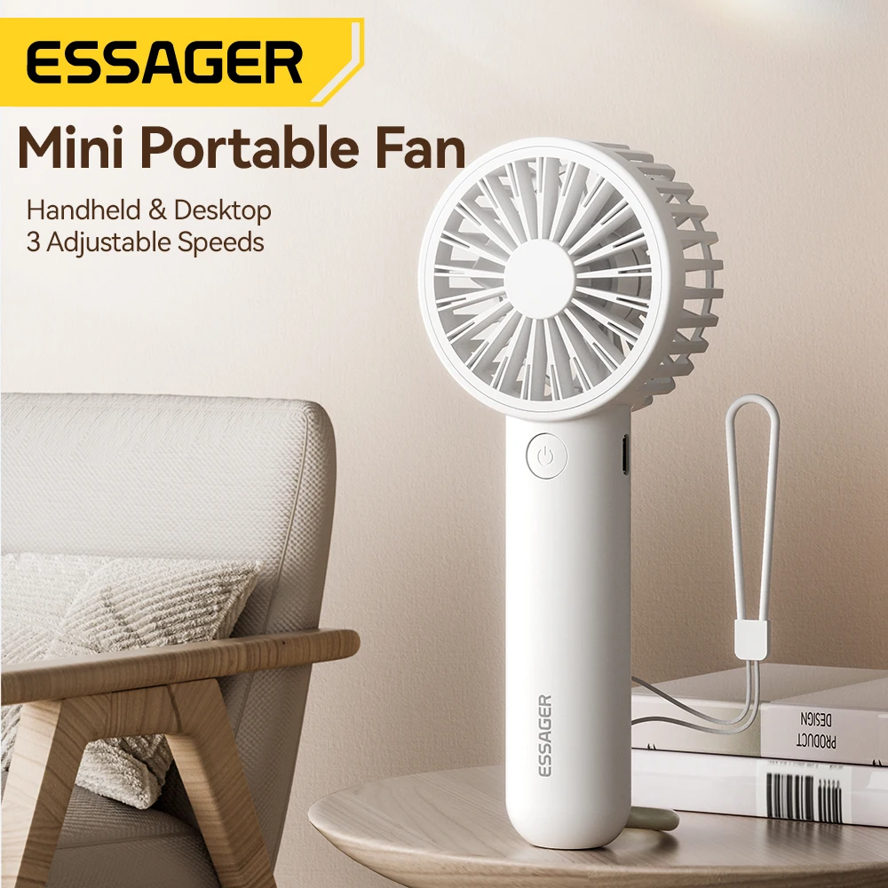 Essager Handheld Fan USB Mini Small Electric Fan Hand Held Portable Fan Desktop Office Small Pocket Fan Air Cooler Outdoor fans