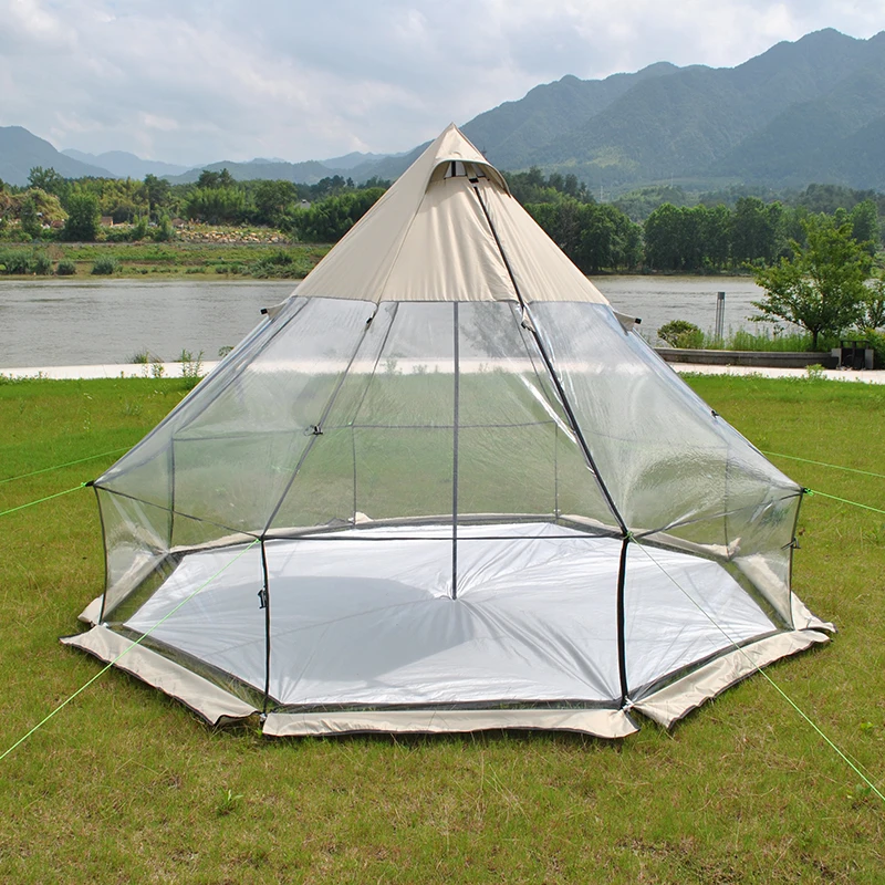 

6-8 Person Clear Spacious Camping Tent for Outdoor, Camping Stove Tent with Detachable Floor&Openning
