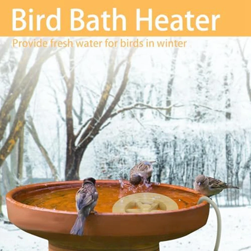 Bird Bath Heater, Winter Outdoor Bird Bath Heater, 70 Watt Pond De-Iker, Thermostatic Control For Patio And Lawn US Plug Durable