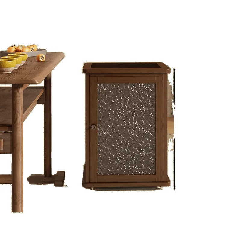 

small tea cart in the corner of the living room, coffee table by the sofa, tea bar brewing machine