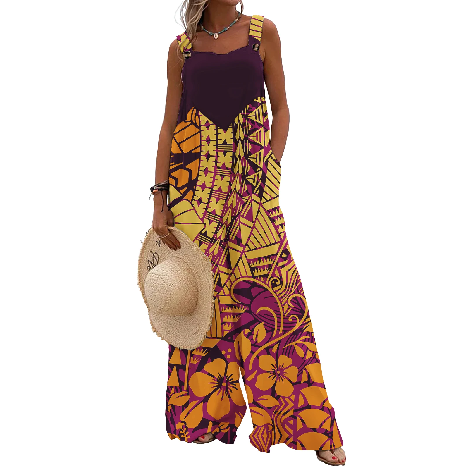 

Casual Fashion Island One Piece Jumpsuit Women Rompers Polynesian Clothing Party Plus Size Jumpsuits & Playsuits