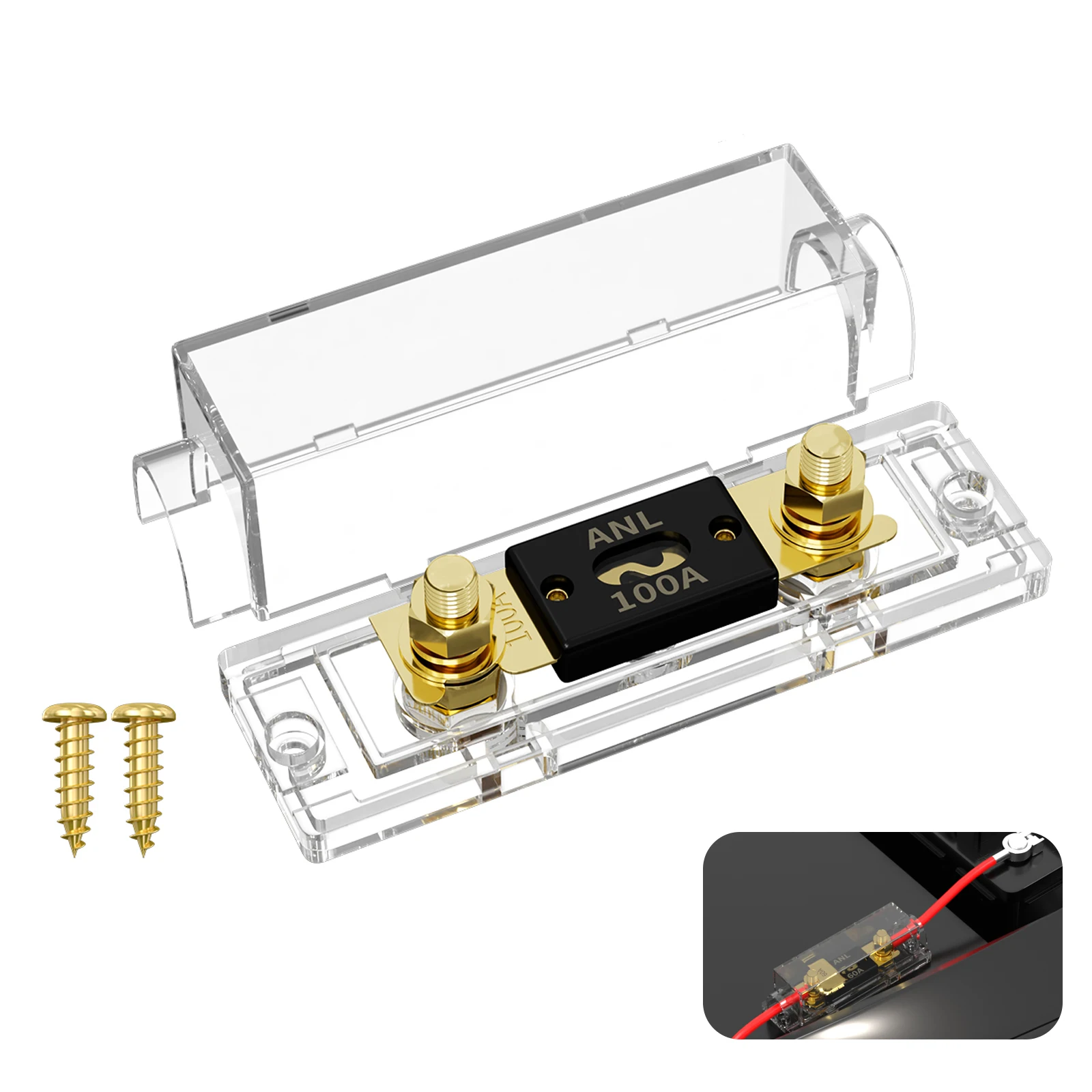 60A 80A 100A 150A 200A 250A 300A ANL-Sicherungshalter mit ANL-Sicherung ANL-Sicherungsblock 0/2/4 Gauge für Auto-Audiosysteme