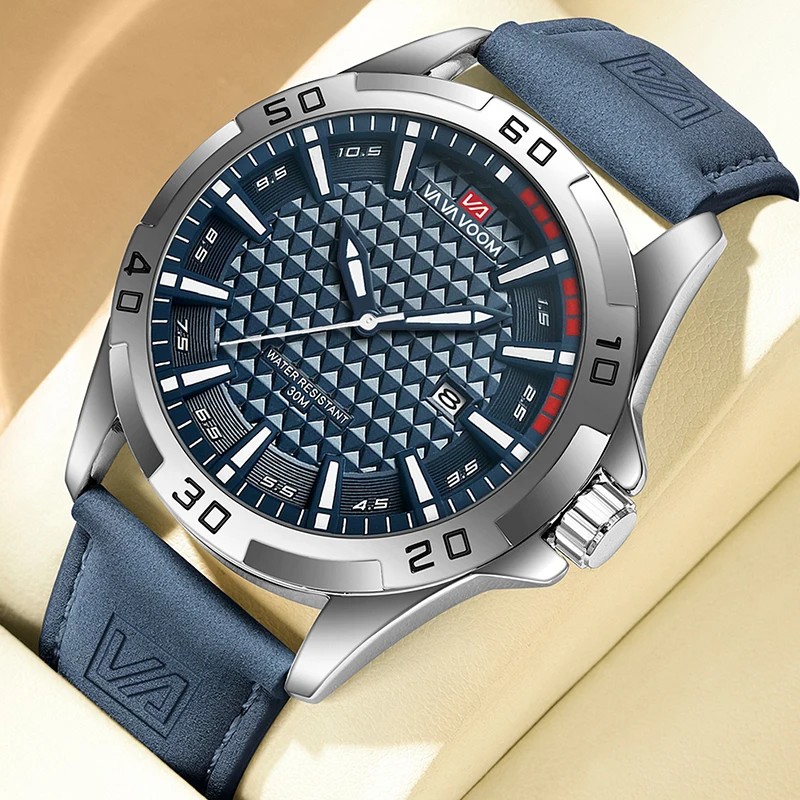 2026 New Men's Watches Outdoor Sport Fashion Luminous Calendar Waterproof Male Clock Luxury Brand Leather Quartz Wrist Watches