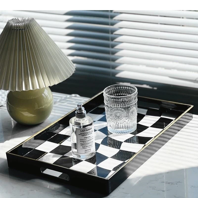 Twisted Checkered Pattern Storage Trays Decorative Abstract Crafts Serving Tray Dresser Table Jewelry Display Cosmetic Container