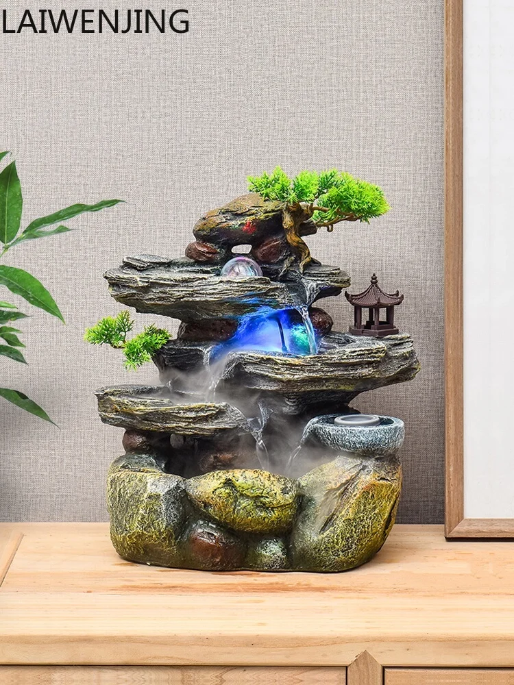 Hlz Fontana D'acqua Che Scorre Rocciosa Ornamento Alpino Fortunata Fortuna Feng Shui Ruota Acqua Circolante