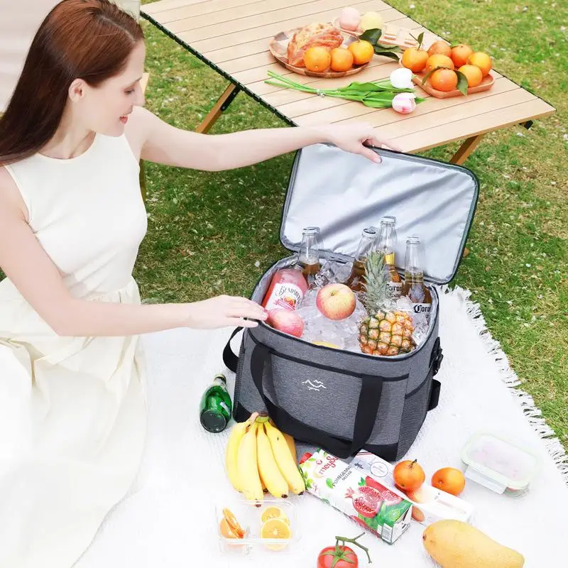 1PC Large-Capacity Square Ice Packs Minimalist Insulated Lunch Box Bag Crossbody Fresh-Keeping Picnic Bag For Outdoor Use