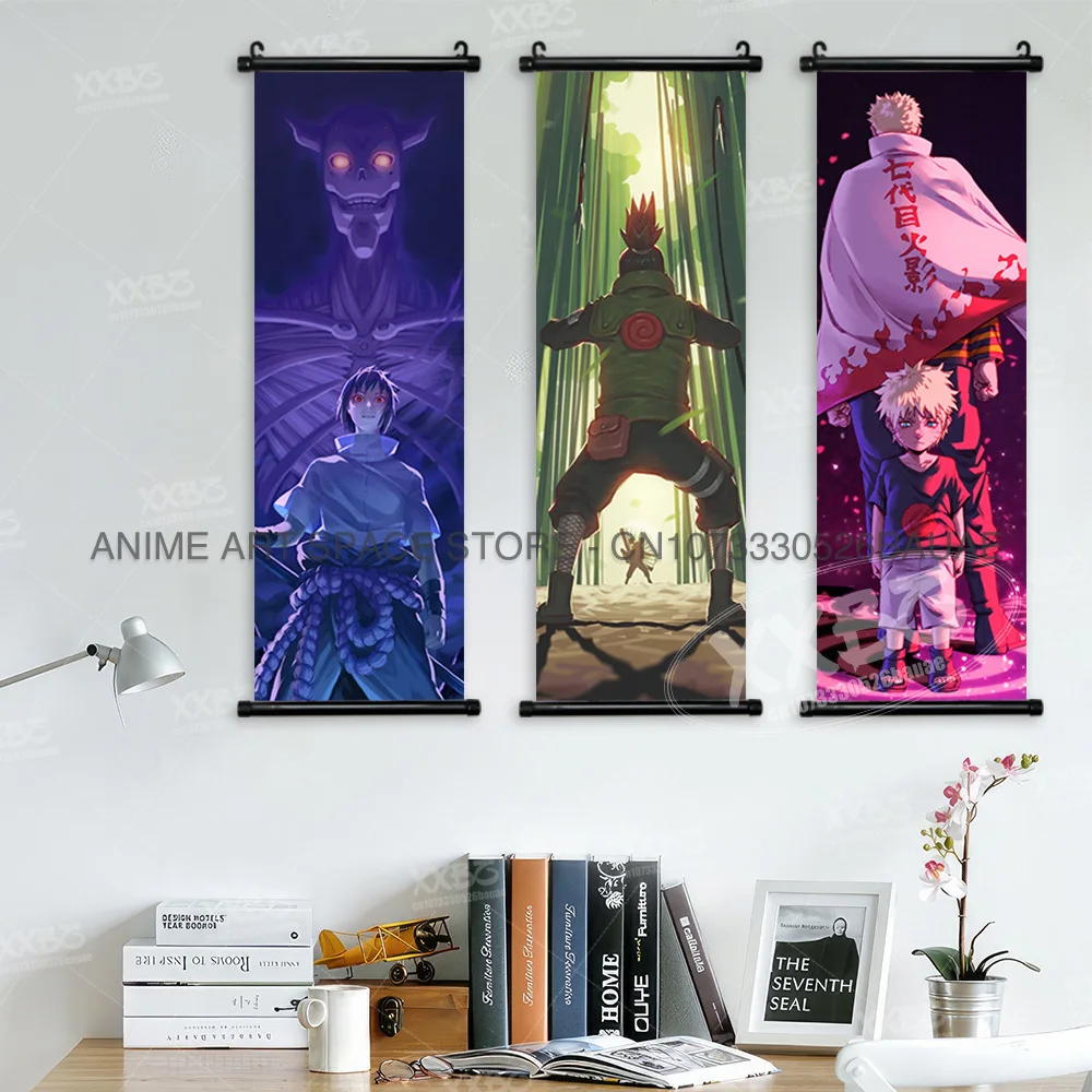 Uzumaki Naruto Behänge Gemälde Uchiha Sasuke Home Decor Wand Hatake Kakashi Schriftrollen Bilder Kunst Hyuuga Hinata Anime Poster – Detail 4