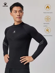 KELME Men's Mid-Collar Fitness Clothing Fall And Winter Compression Garment Warm Padded Gym Sports Long-Sleeved Tops