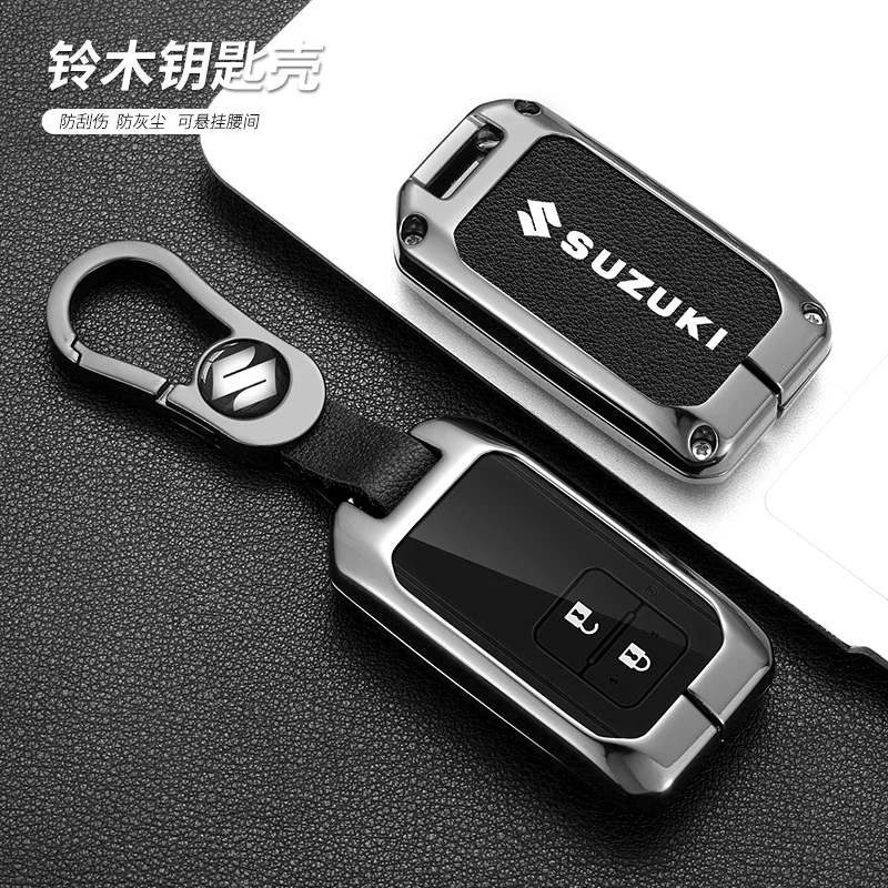 

Zinc Alloy Leather Car Smart Key Case Cover Protector Shell For Suzuki Sierra Jimny Swift Embona Spacia Wagon Ertiga Accessories