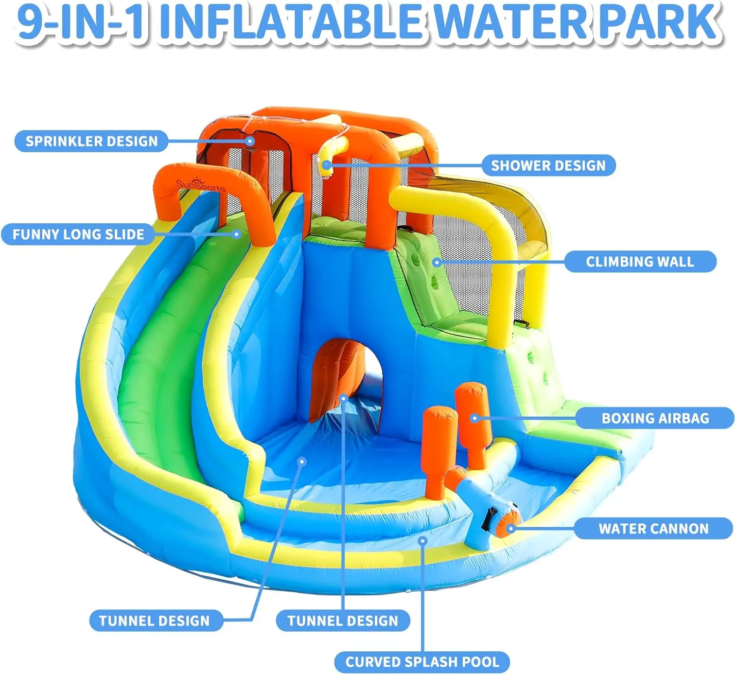 Kids Inflatable Water Slide Bounce House with Splash Pool - Outdoor Backyard Bouncy Castle for Wet & Dry Fun, Water Park Party Toy view 6