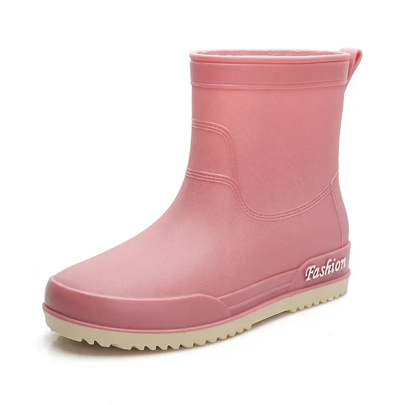 2023 New Water Boots Woman Rain Waterproof Ankle Rubber Boots Female Comfort Work Garden Galoshes Rain Shoes Non-slip Rainshoes