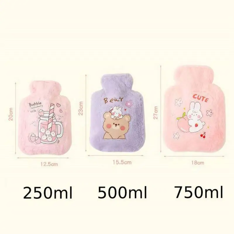 1-8pcs Cartoon Plush Rabbit Bear Hot Water Bottle Water Filling Velvet Small Portable Student Hand Warmer Cute Warm Water Bag