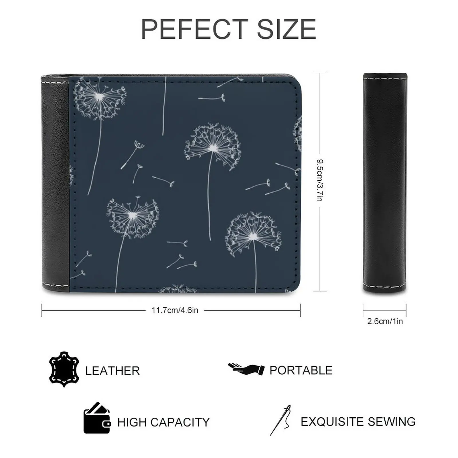 Floral Pattern Of Dandelions Men's Wallet Leisure Travel Lightweight Portable Wallets Short Style Male Purse Childrens