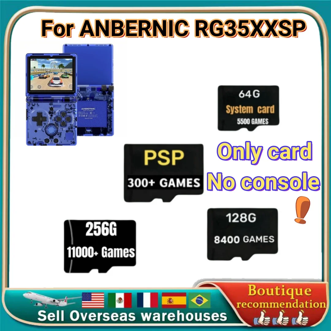 For ANBERNIC RG35XXSP TF Card Memory Card Preloaded Game 256G 300+ PSP Games Retro Handheld Game SD Card PSP 128G Boy Gift