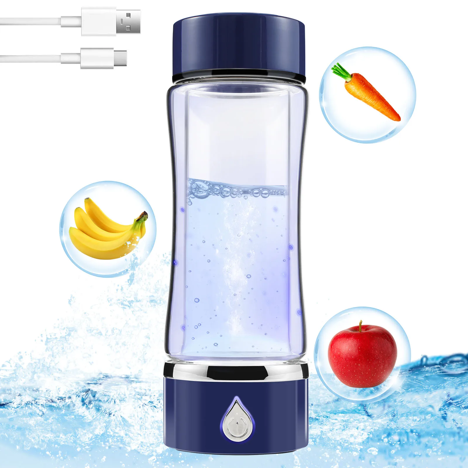 Hydrogen Water Bottle 420ml Hydrogen Water Maker Bottle 1000mAh Rechargable Hydrogen Water Generator 3 Minute Efficient Hydrogen