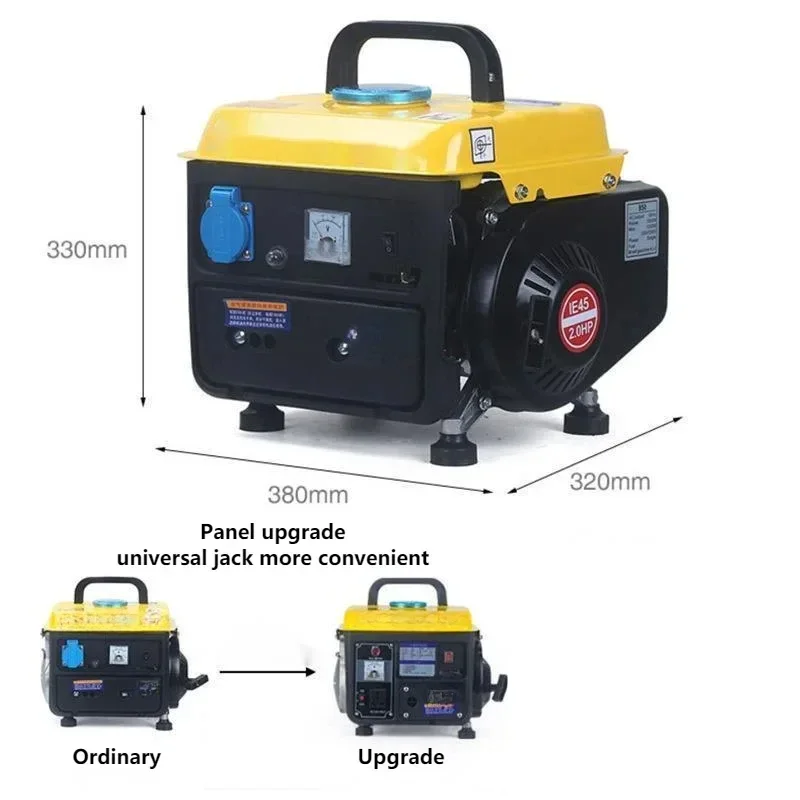 Upgrade 220V 650W 2HP 4L Small Generator Mini Gasoline Generator Mini Portable Household Silent Manual Generator