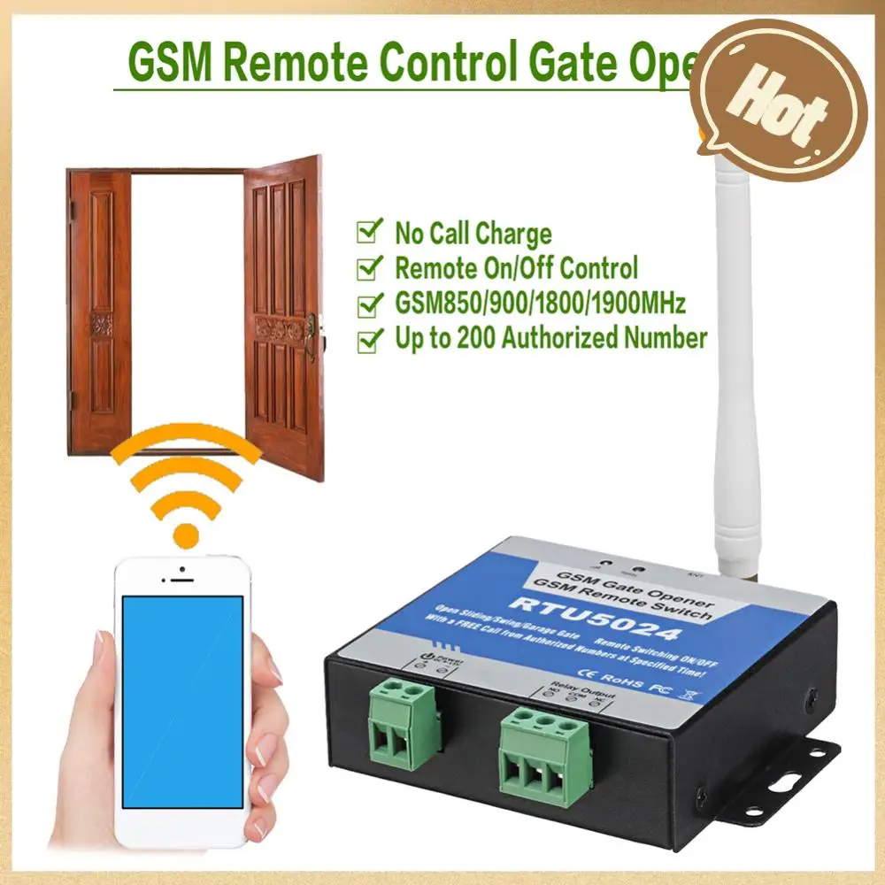 

RTU5024 GSM Gate Opener Accessories Switch 850/900/1800/1900MHz Relay Remote Door for Household Bedroom Decoration