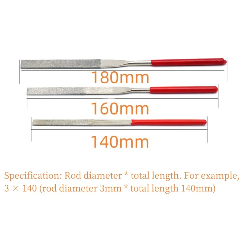 3/5pcs Needle File 3×140 4x160 5x180 Diamond Red Files Metal Wood Ceramic Glass Stone Craft Sharping Working Hand Carving Tool