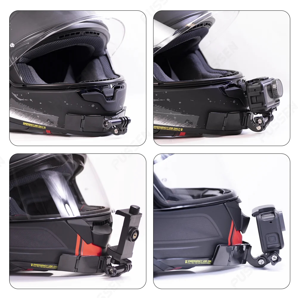 TUYU-Motocicleta Bicicleta Capacete Chin Mount, Câmera Acessórios, GoPro Max Herói, 12, 11, 10, 9, 8, Insta360, X4, X3, Um RS, X2, DJI AKASO