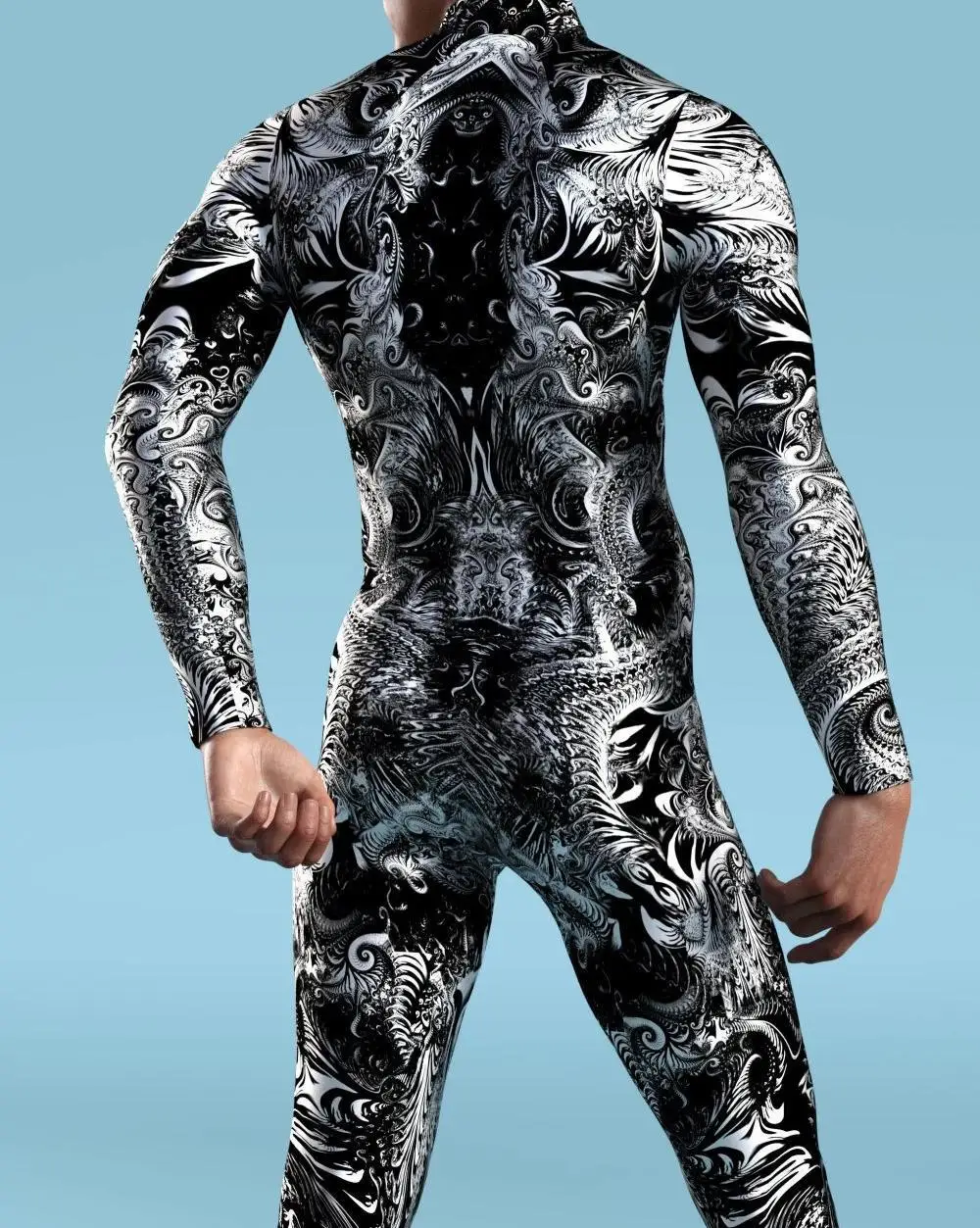 Herren Regenbogen-Party-Punk-Jumpsuit Onesie Halloween Cosplay Kostüm Elastischer Party-Performance-Bodysuit – Detail 10