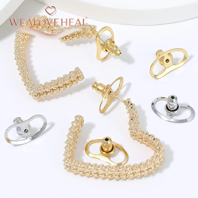 5/10 Stück 18K vergoldete Messing-Ohrringverschlüsse, große hohle Ohrringstopper, rutschfeste Ohrringkappen, Schmuckzubehör, DIY-Zubehör – Detail 18