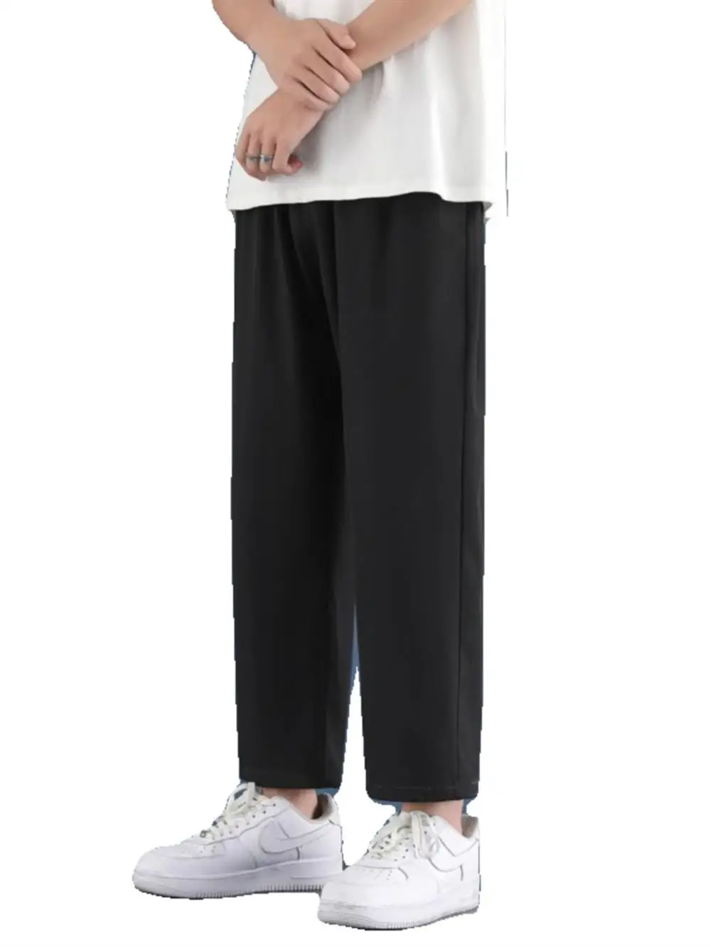 

Ultra-Thin Ice Silk Men's Casual Pants Summer 2024 Loose Long Straight Tube Nine-Piece M Model New Sle Polyester Fiber